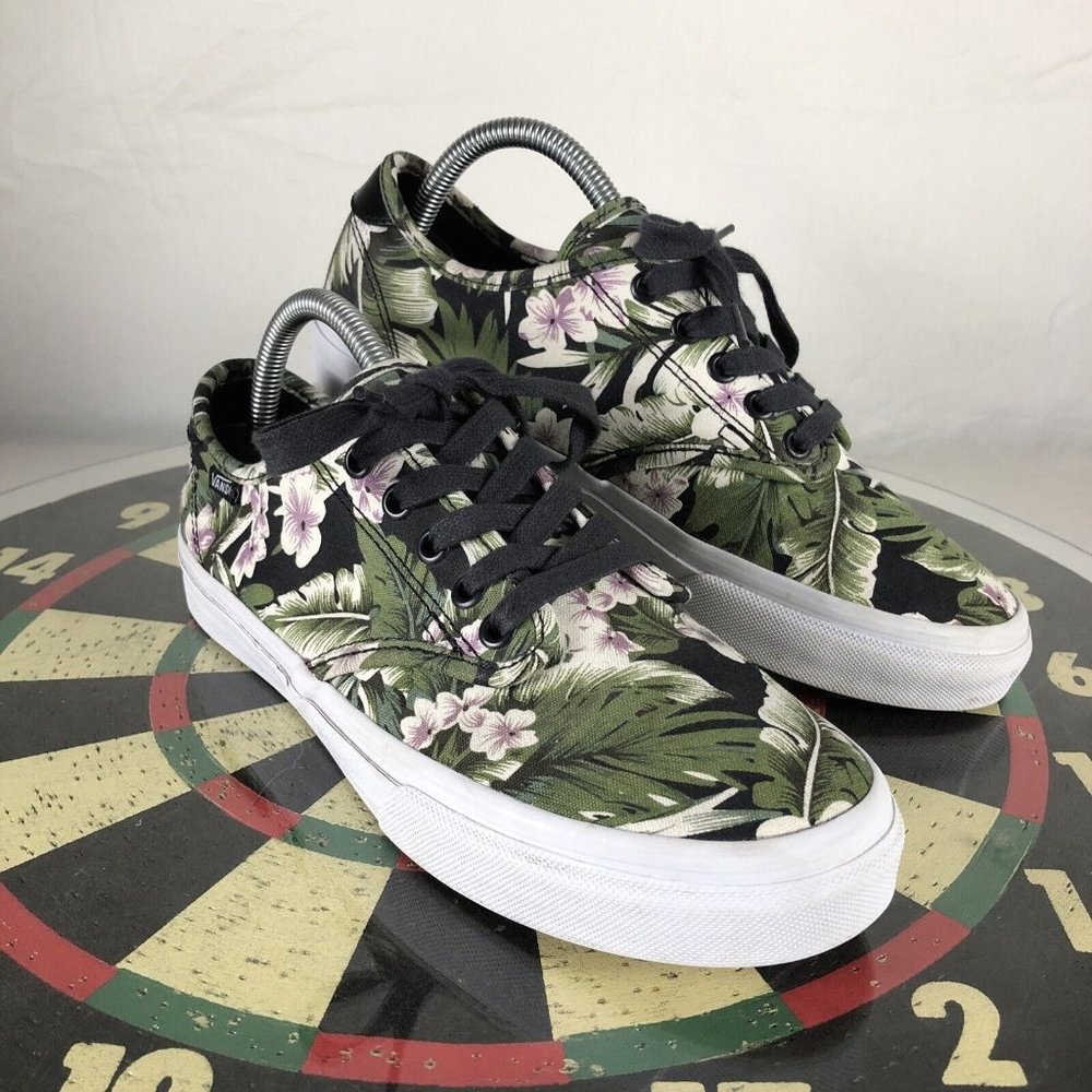 Vans Black and Green Floral Sneakers